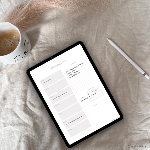 Der Wochenplaner ist undatiert, sodass du ihn auf ewig verwenden kannst. Er enthält Platz für eine ausführliche To-Do Liste, die dir bei der Organisation der Woche helfen soll.